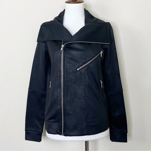 The Kooples Sport Black Vegan Leather Biker Jacket - Picture 1 of 10